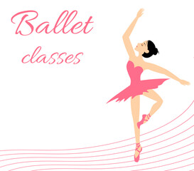 Ballet lessons.Ballerina dancing in pointe shoes. A graceful ballerina performs on the theater stage.