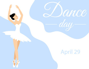 International Dance Day. Ballerina on a light blue background.