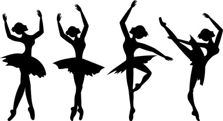 Classic ballet. Set of silhouettes of girls ballerinas..