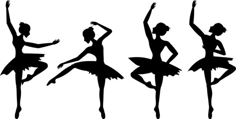 Classic ballet. Set of vector ballet silhouettes. For your design, social networks, avatars and more.