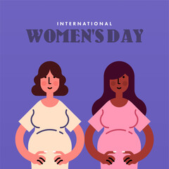 Flat international women's day background illustration. Women's day web banner