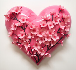 A heart made of cherry blossoms
