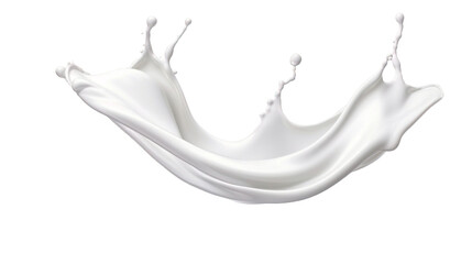 White milk wave splash with splatters and drops isolated in transparent background.