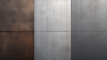Abstract Metal Wall Panels in Shades of Brown and Gray. abstract arrangement of metal wall panels, with a contrasting color scheme of brown and gray, creating a modern and industrial aesthetic.