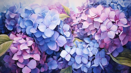 Fototapeta premium Blue hydrangea. Abstract floral background. A spring flower. A postcard for Women's Day, Valentine's Day, wedding.