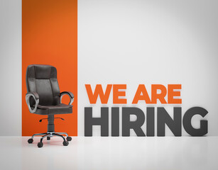 We are hiring collage concept. Chairs in modern design. Free photo hiring concept with empty chair. chairs with one odd one out job opportunity business leadership. Recruitment concept. 3d Rendering