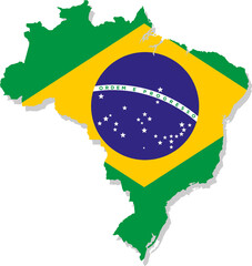 Map of Brazil with the flag inside.