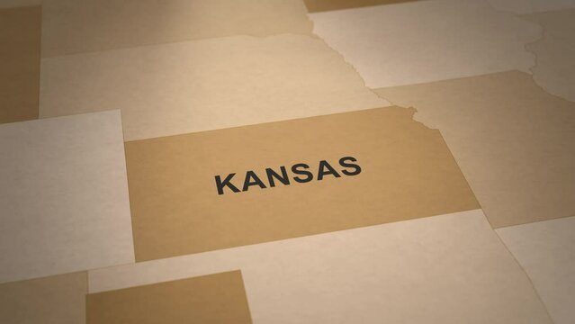 Old Paper Map of Kansas