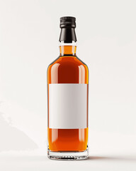 Blank White Label Whiskey Bottle: Ideal Template for Distillery Brand Presentation