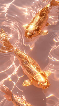 op-View Goldfish in Golden Reflection: Serene Aquatic Beauty