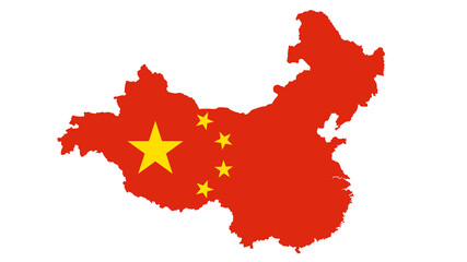 Map of China with the flag inside.