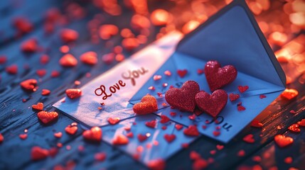 Immerse yourself in a dreamlike Happy Valentine's Day celebration concept where love takes flight. 