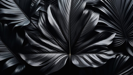 Black leaves textured in relief.