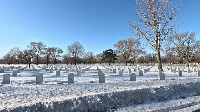 Minneapolis&ndash;Saint Paul. USA. Views of the Fort Snelling National Cemetery a United States National Cemetery. Winter time