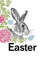 Fototapeta premium Easter composition with flowers, rabbit. Holiday card