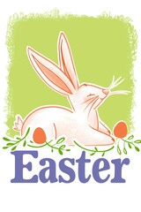 Happy Easter lettering design with Bunny