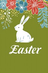 Obraz premium Easter text with a cute bunny