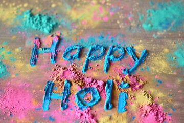 Happy Holi. Colorful background of multicolored gulal powder paints