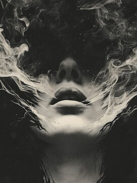 Smoke emitting from womans face in striking visual