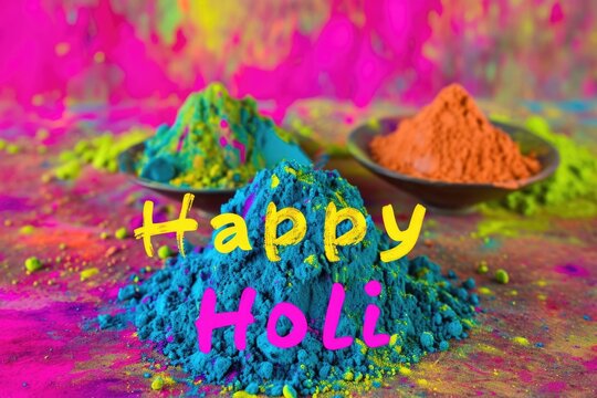 Happy Holi. Colorful background of multicolored gulal powder paints