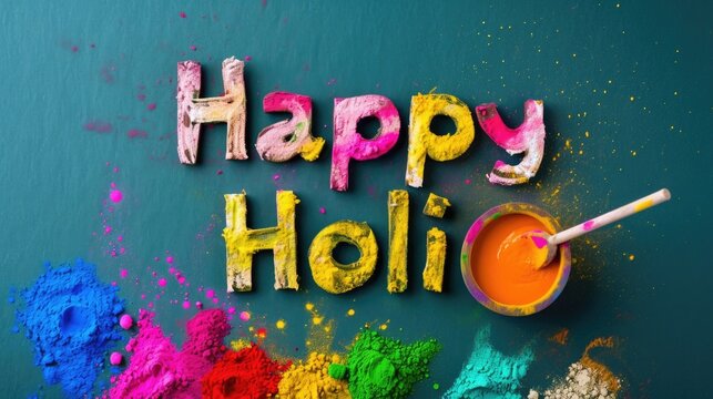 Happy Holi. Colorful background of multicolored gulal powder paints