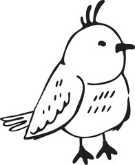 Cute bird with tuft in doodle style