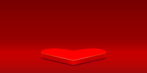 Red Love Heart Podium Background Vector Illustration