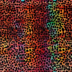 Colorful Leopard spot seamless pattern background. Wild animal vibrant multicolored cheetah skin, leo texture for fashion print design, textile, wallpaper, background, wrapping, fabric.