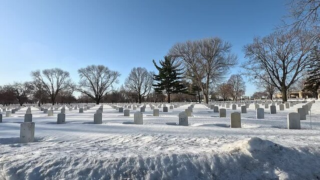 Minneapolis&ndash;Saint Paul. USA. Views of the Fort Snelling National Cemetery a United States National Cemetery. Winter time