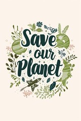 Obraz premium Save Our Earth poster in green colors