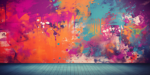 Graffiti wall background, Retro fashion background, 3d render fun texture. retro fashion and...