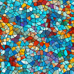 Fragmented mosaic endless pattern. Colorful broken tiles seamless background, bright color mosaics creative repeated vector backdrop