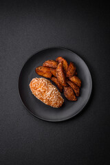 Delicious fresh cutlet or meatball Kiev style with filling