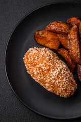 Delicious fresh cutlet or meatball Kiev style with filling