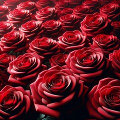 million fresh red roses Greeting card with roses. AI