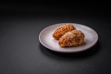 Delicious fresh cutlet or meatball Kiev style with filling