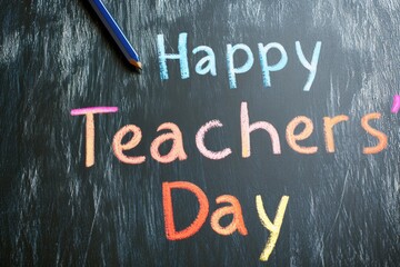 Obraz premium Teacher's Day greeting card or chalkboard poster