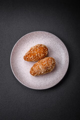 Delicious fresh cutlet or meatball Kiev style with filling