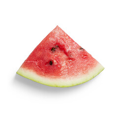 Delicious piece of freshly cut watermelon, with transparent background and shade.