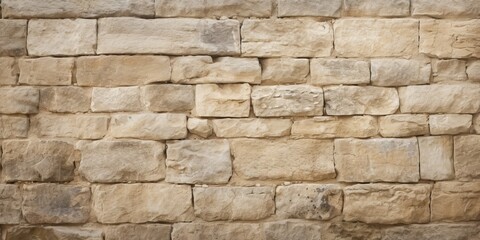Fototapeta premium Texture of a worn stone wall with rustic beige surface.