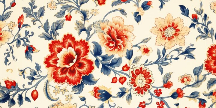 Traditional Mughal art with ethnic motifs in a seamless pattern.