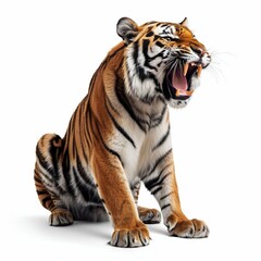 Obraz premium Fierce Bengal Tiger Roaring. Generative ai