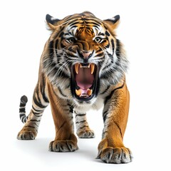 Obraz premium Fierce Bengal Tiger Roaring. Generative ai