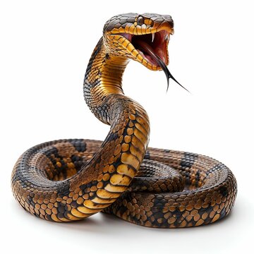 Elegant Cobra Snake Isolated on White. Generative ai