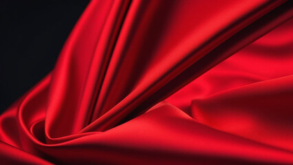 Red fabric draped swatch. Textile background.