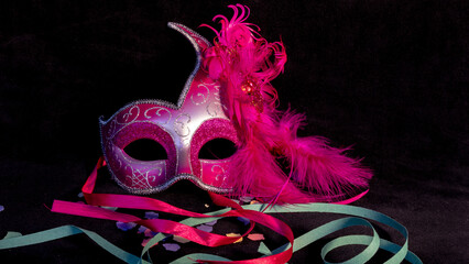 carnival pink mask with feather
