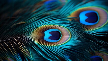 A close-up shot of a vibrant peacock feather showcasing its intricate patterns and colors -Generative Ai