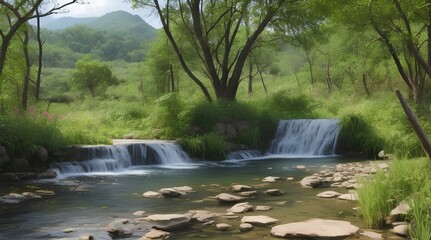 Natural beautiful waterfall