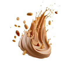 spreading peanut butter with scatter peanut beans on transparent background png file