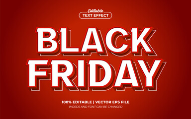 Black Friday 3d Red Editable Text Effect Style Premium Vector